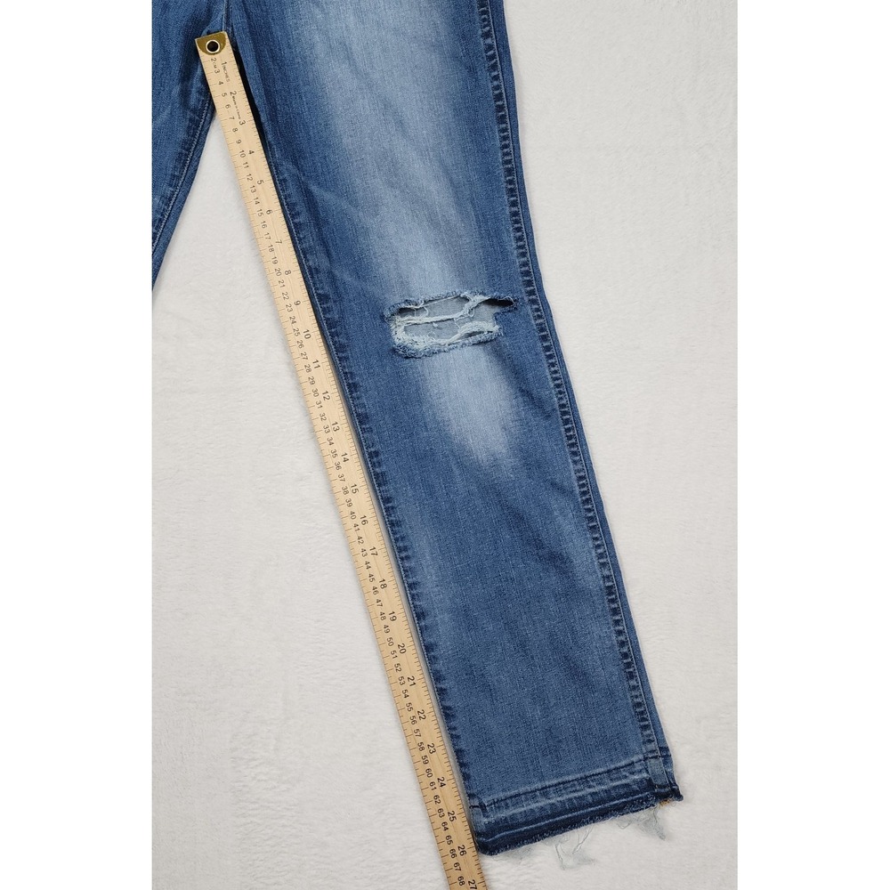 Lucky Brand Charlotte Rail Jeans Womens 6 28 Blue White Oak Distressed USA - Picture 8 of 13